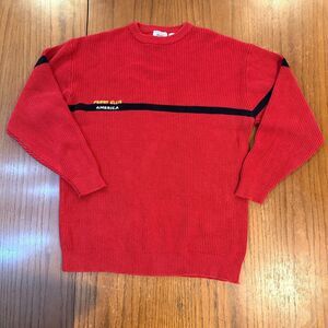 Vintage Perry Ellis America Rib Knit Sweater Red Cotton Crewneck Spellout USA M